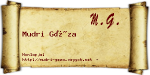 Mudri Géza névjegykártya