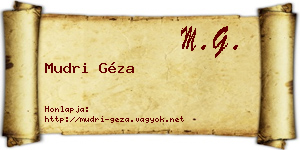 Mudri Géza névjegykártya